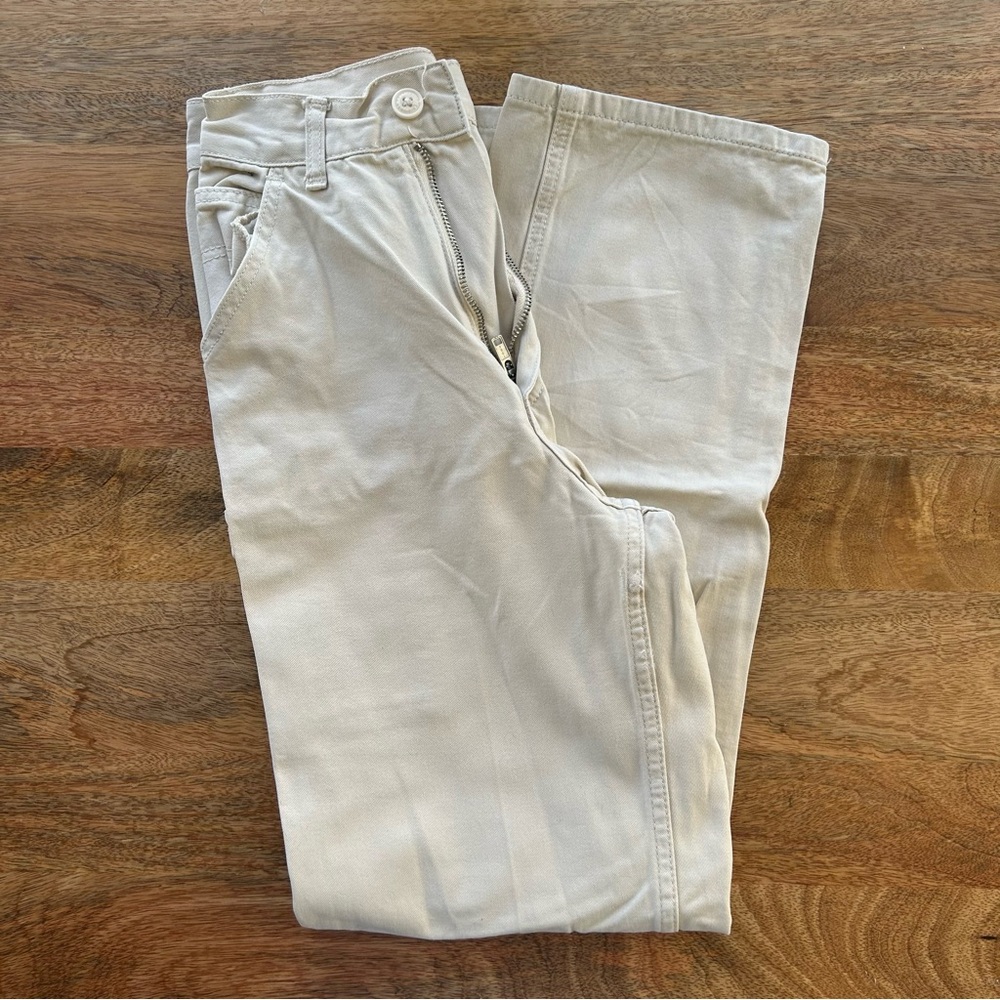 RARE Brandy Melville Cream Straight Leg Cargo Pants